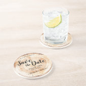 Dessous De Verre En Grès Bois Disque personnalisé Enregistrer la date Maria (Côté)