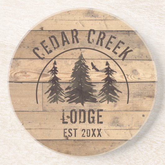 Dessous De Verre En Grès Bois rustique arbres de grès personnalisées (Devant)