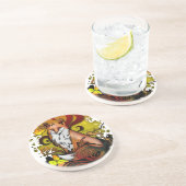 Dessous de verre en grès boisé renard en automne à (Côté)