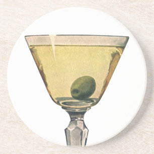 Dessous De Verre En Grès Boissons Vintage Drinks, Martini Olive Cocktail