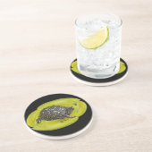 Dessous De Verre En Grès Boîte Turtle sur Lily jaune (Côté)