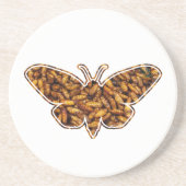 Dessous De Verre En Grès Bombyx Mori Silk Moth Cycle de vie Silhouette (Devant)