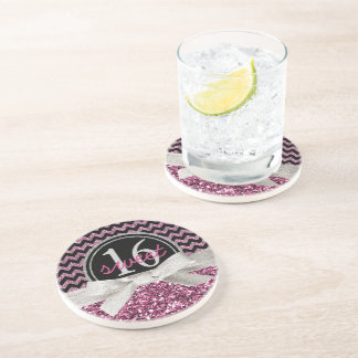 Dessous De Verre En Grès Bonbon rose Girly 16 Chevron à regard de parties