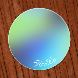 Dessous De Verre En Grès Bonjour moderne holographique bleu vert turquoise