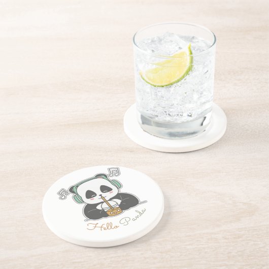 Dessous De Verre En Grès Bonjour panda (Côté)