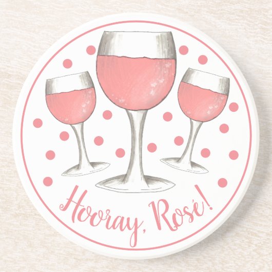 Dessous De Verre En Grès Bonjour, Rosé ! Verre rose vif rose vigne (Devant)