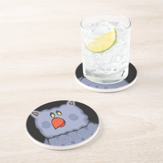 Dessous De Verre En Grès Bonne Chouette Tourbillonnant sur Noir (Côté)