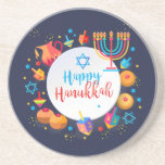 Dessous De Verre En Grès Bonne fête Hanoukka fête des lumières Belle<br><div class="desc">Joyeux Hanoukka Party Festival de lumières Belle Décoration, Joyeux Noël Hanoukka arrière - plan Bleu avec symboles traditionnels Chanukah - dreidels en bois (dessus filant), beignets, menorah, bougies, étoile de David et lumières motif de papier peint. Décoration de l'événement du Festival Hanoukka. Jérusalem, Israël. Accueil > Cuisine et restauration >...</div>