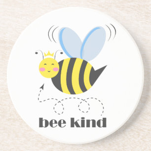 Dessous De Verre En Grès Bonne princesse d'abeille avec couronne et slogan 