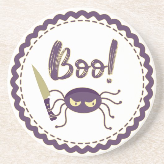 Dessous De Verre En Grès Boo drôle Halloween personnage d'araignée main (Devant)