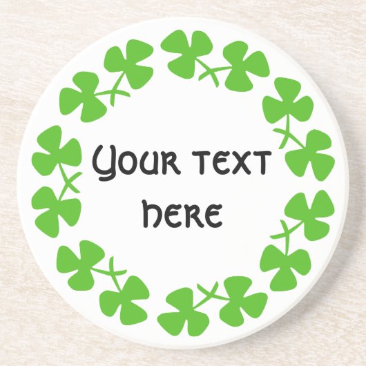 Dessous De Verre En Grès Bordure Shamrock verte Ajouter un texte (Devant)