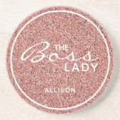 Dessous De Verre En Grès Boss Lady Rose Gold Faux Parties scintillant perso (Devant)