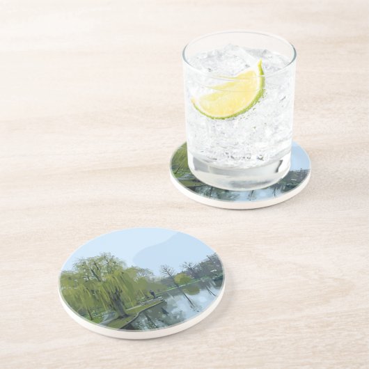 Dessous De Verre En Grès Boston Public Garden Massachusetts Painting (Côté)