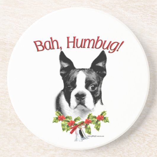 Dessous De Verre En Grès Boston Terrier Bah Humbug (Devant)
