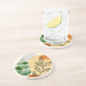 Dessous De Verre En Grès Botanique Boho Green Orange (Côté)