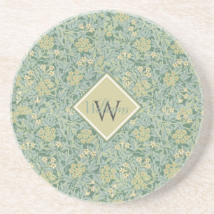 Dessous De Verre En Grès Botanique Floral Antique Motif Turquoise et Jaune