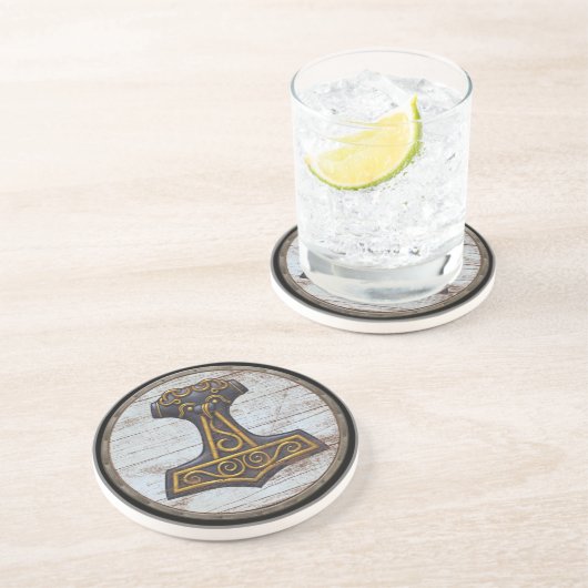 Dessous De Verre En Grès Bouclier de Viking - Mjolnir (Côté)