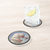 Dessous De Verre En Grès Bouclier de Viking - ours blanc (Côté)