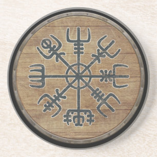 Dessous De Verre En Grès Bouclier de Viking - Vegvísir