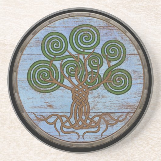 Dessous De Verre En Grès Bouclier de Viking - Yggdrasil (Devant)