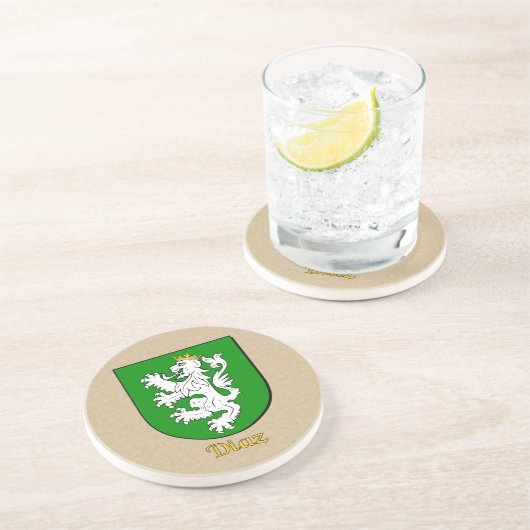 Dessous De Verre En Grès Bouclier héraldique de Diaz (Côté)