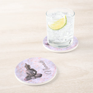 Dessous De Verre En Grès Bouddha Classy en marbre rose lavande