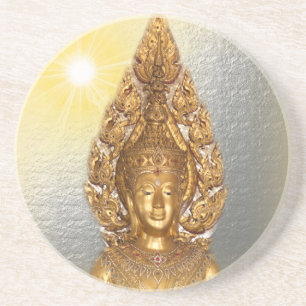 Dessous De Verre En Grès bouddha doré en argent