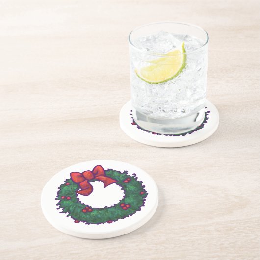 Dessous De Verre En Grès Boughs de Holly (Côté)