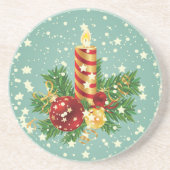 Dessous De Verre En Grès Bougie De Noël Et Flammes De Neige (Devant)