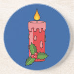 Dessous De Verre En Grès Bougie de Pilier Rouge de Noël avec Holly<br><div class="desc">Illustration d'une bougie à colonne rouge de Noël avec sainte. Allumer une bougie sur la table pendant les fêtes de Noël donnera une ambiance paisible et romantique à votre maison. La lumière des bougies aide les gens à se calmer,  à combattre le stress et l'anxiété.</div>