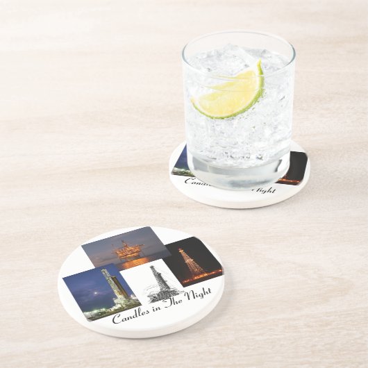 Dessous De Verre En Grès Bougies pendant la nuit (Côté)