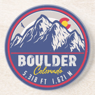 Dessous De Verre En Grès Boulder Colorado Retro Sunset Mountain Souvenirs