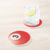 Dessous De Verre En Grès Boule de billards du numéro 3 (Côté)