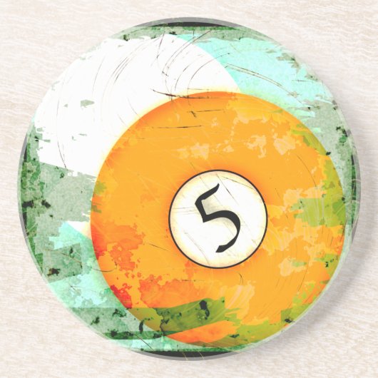DESSOUS DE VERRE EN GRÈS BOULE DE BILLARDS NUMÉRO 5 (Devant)