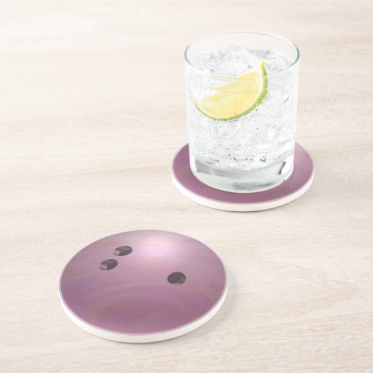 Dessous De Verre En Grès Boule de bowling rose (Côté)