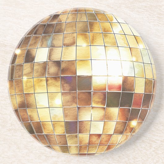 Dessous De Verre En Grès Boule disco en or (Devant)