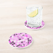 Dessous De Verre En Grès Boule Disco Rose Moderne (Côté)