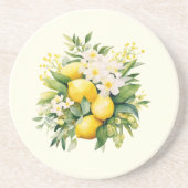 Dessous De Verre En Grès Bouquet de citron avec fleurs blanches (Devant)