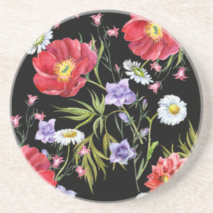 Dessous De Verre En Grès Bouquet de fleurs d'aquarelle : Motif sans couture