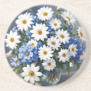Dessous De Verre En Grès Bouquet de fleurs Élégantes marguerites Aquarelle