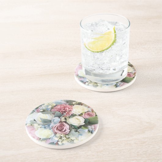 Dessous De Verre En Grès Bouquet de fleurs Pastel (Côté)