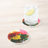 Dessous De Verre En Grès Bouquet de fleurs roses (Côté)