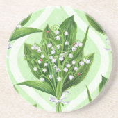 Dessous De Verre En Grès Bouquet de lys de la vallée fleurs sur vert (Devant)