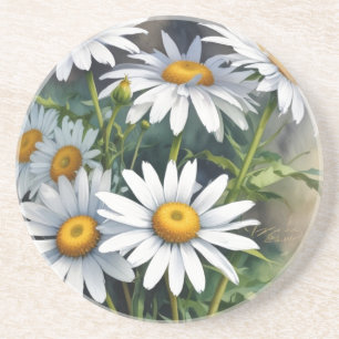 Dessous De Verre En Grès Bouquet de marguerites élégant à l'aquarelle