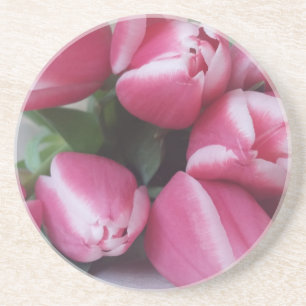 Dessous De Verre En Grès Bouquet de Pink Tulips, Flowers