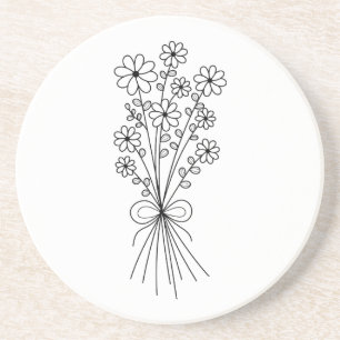 Dessous De Verre En Grès Bouquet floral minimaliste