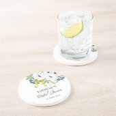 Dessous De Verre En Grès Bouquet Floral Printanier Blanc Mariage (Côté)