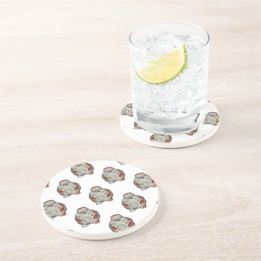 Dessous De Verre En Grès Bouton à lèvres adorable (Côté)