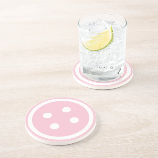 Dessous De Verre En Grès Bouton de couture rose mignon (Côté)