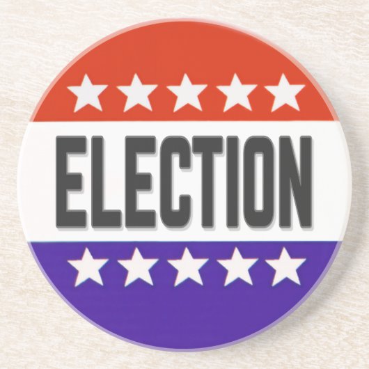 Dessous De Verre En Grès Bouton Élection (Devant)